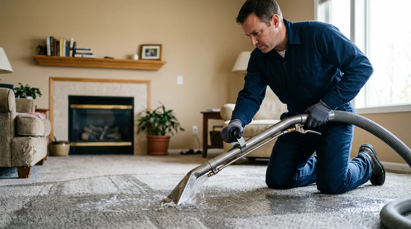 Water damage restoration technician working near South Hackensack, NJ